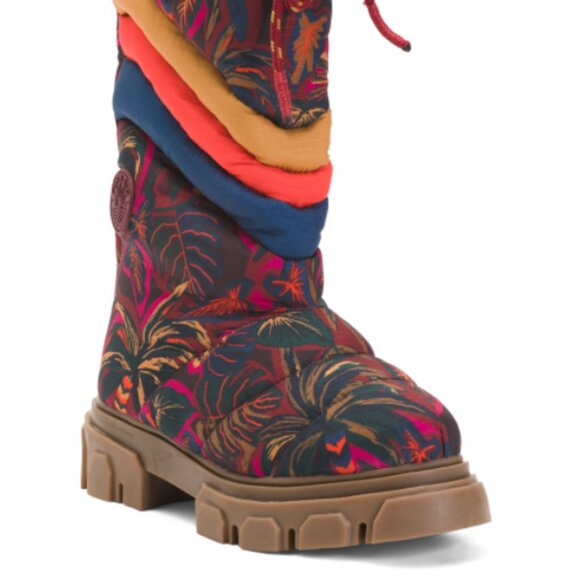 NWT FARM RIO Sunset Forest Brown Made In Brazil Sunset Forest Puffy Tall Boots - Picture 1 of 7